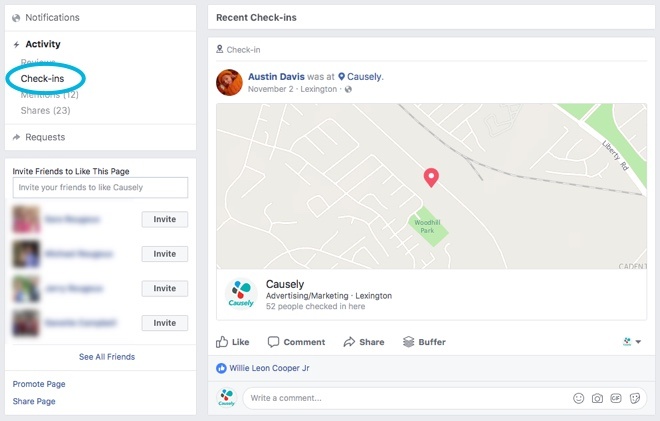 Facebook check-ins activity