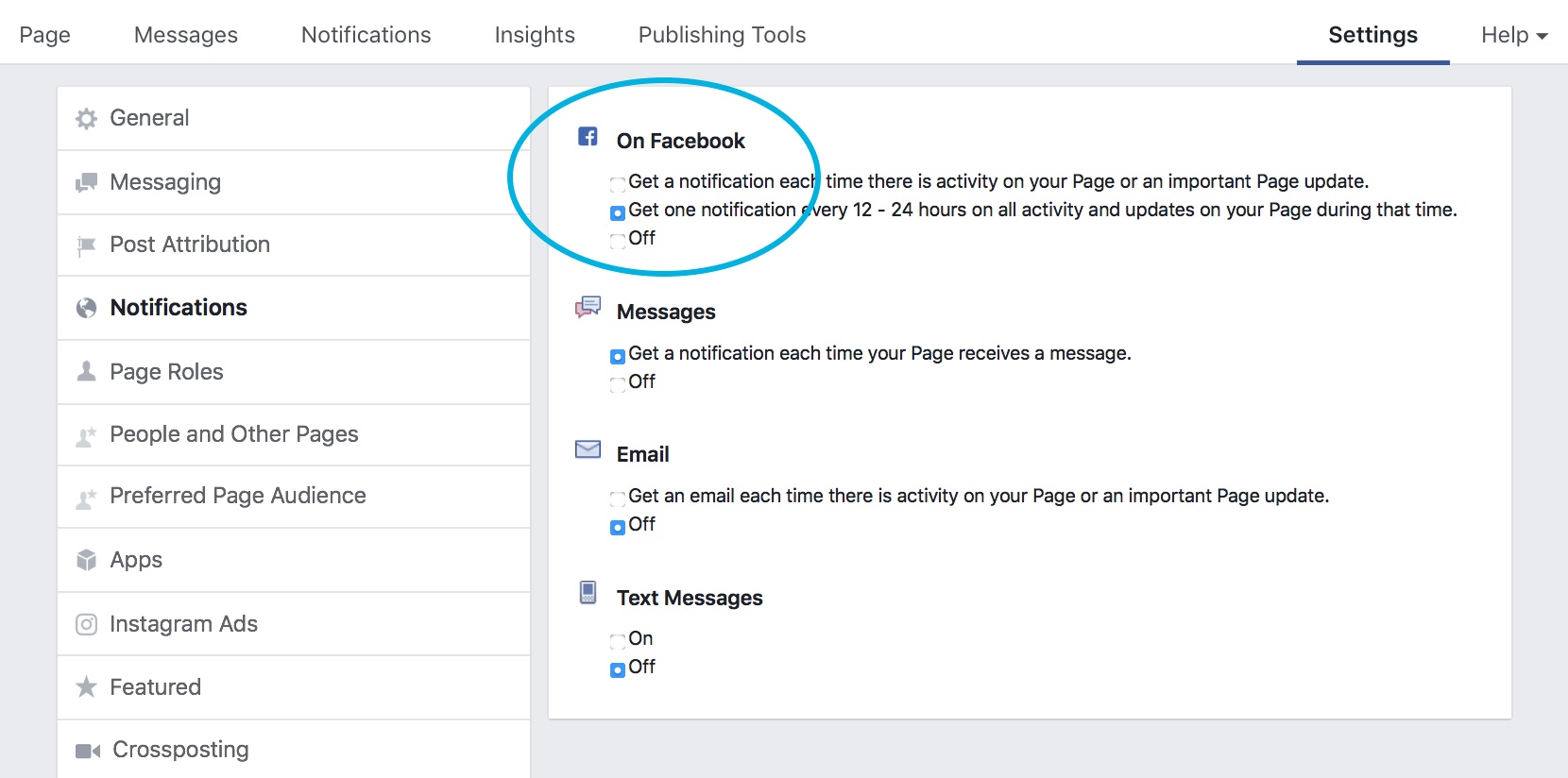 Facebook check-ins notifications screen
